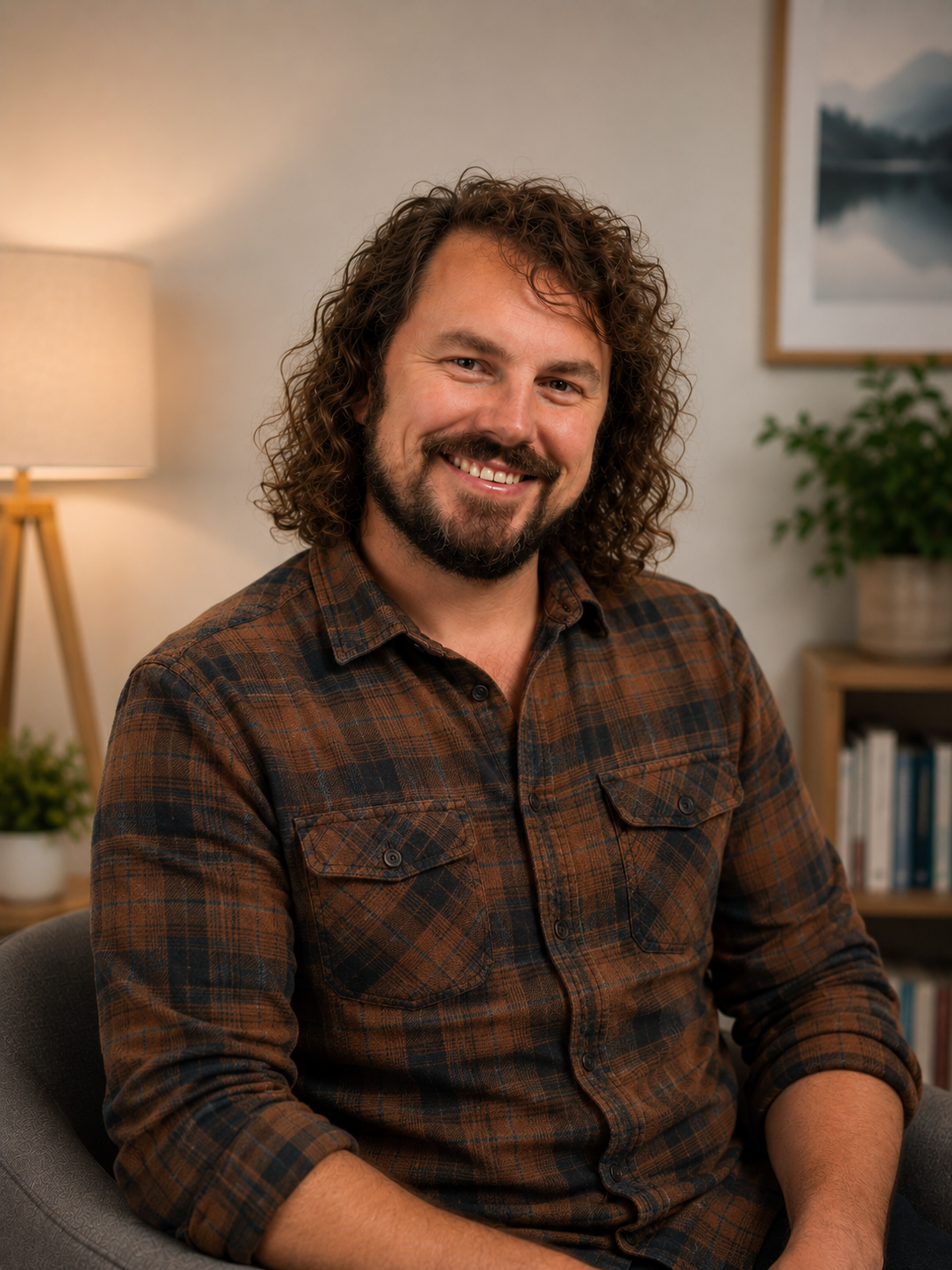Travis Roodt, BACP registered counsellor at Counselling Roots, smiling in a portrait photo